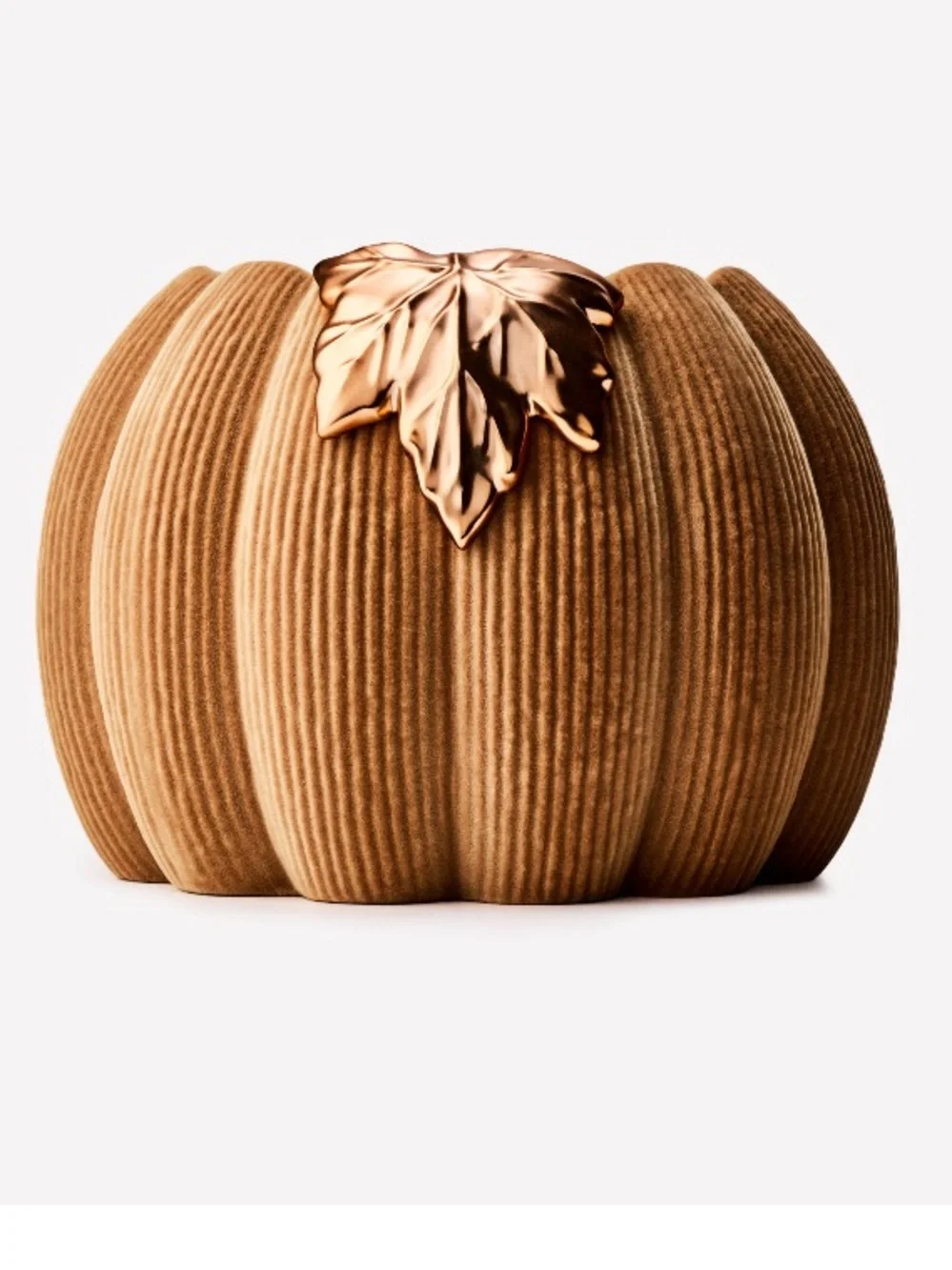 “Tan Corduroy Pumpkin” 3-Wick Candle Holder by Bath & Body Works, NEW in Box